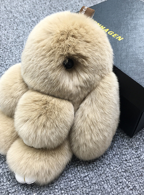 正版装死挂饰兔皮草小兔子饰品包包书包超萌毛绒兔挂件汽车钥匙扣