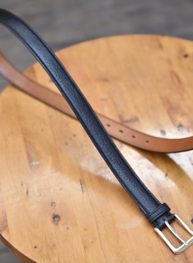 Another 意大利摔纹牛皮手工制作3cm 黄铜镀银正装休闲腰带