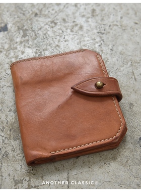 工匠系列 水洗手工缝线 进口植鞣革短钱包