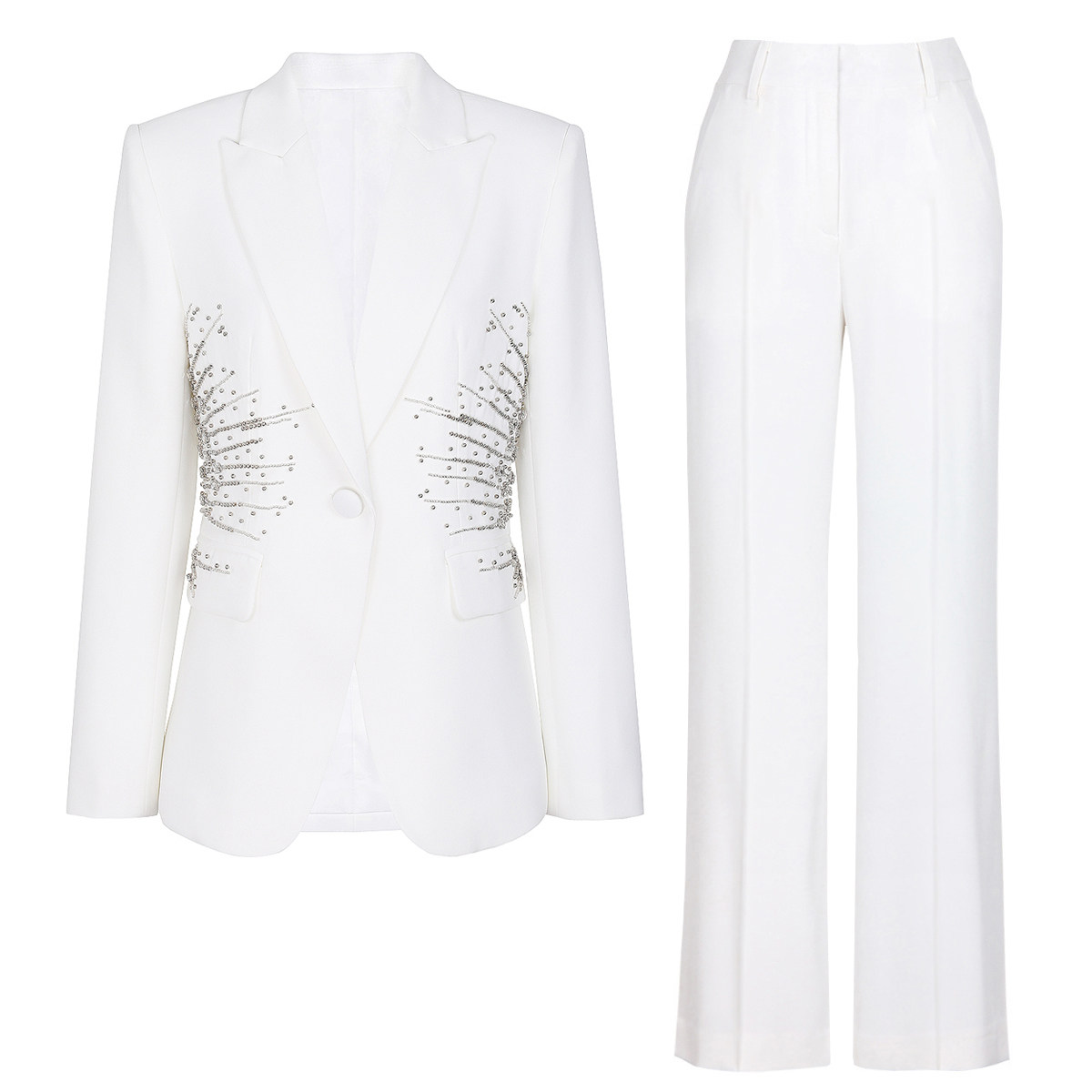 春秋新款欧时尚美网红款钉珠西装两件套气质女式西服裤套装,女装/女士精品,时尚套装,淘宝优惠券,粉丝福利购,淘宝优惠卷