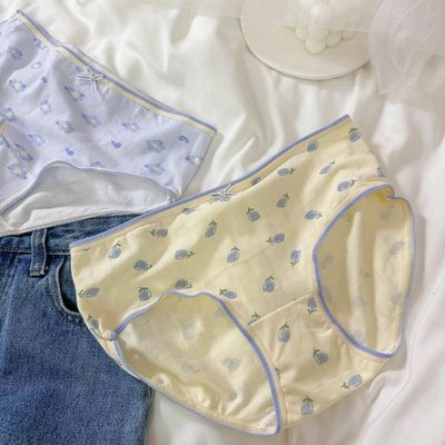 A类棉~日系内裤纯棉女生印花低腰舒适透气纯棉档女士三角裤