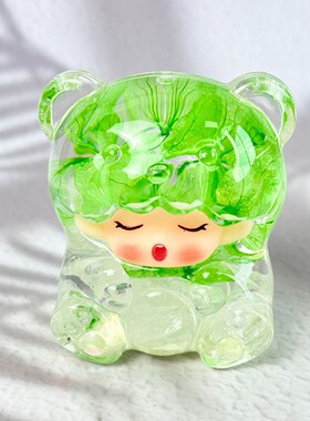 新款潮玩云梦小熊入油流沙摆件