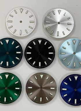 改装手表配件太阳纹表盘条钉绿夜光字面适合NH35/8215/2836机芯