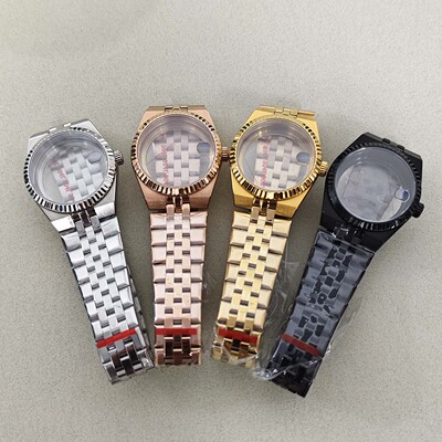 36MM表壳装30mm表盘透底放大镜PVD电镀色蓝石镜面适合NH35/36机芯