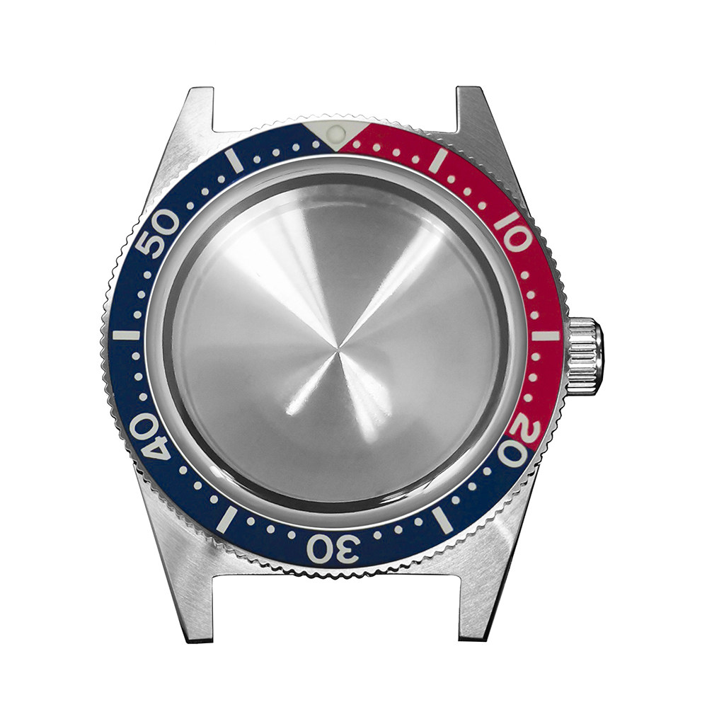 手表配件蓝宝石玻璃41mm精钢表壳 黑内影圈口可装日本nh35/36机芯