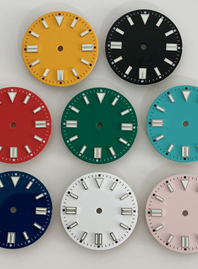 搪瓷字面无logo彩色绿夜光表盘适合适合装NH35/ETA2836/日本8215