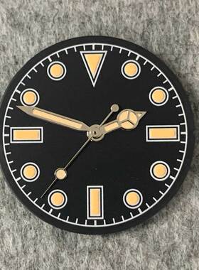 复古28.5mm无菌表盘+针 改装表盘 绿夜光 适合装NH35/36机芯