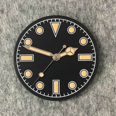 复古28.5mm无菌表盘+针 改装表盘 绿夜光 适合装NH35/36机芯