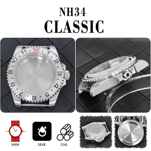 NH34GMT机芯配件表壳蓝宝石玻璃