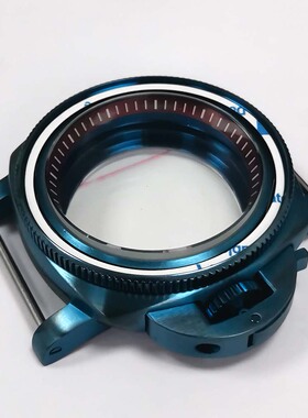 手表配件 PVD电镀蓝色42MM精钢表壳+圈口+红内影 适装NH35/36机芯