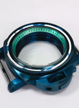 手表配件PVD电镀蓝色42MM精钢表壳圈口+浅蓝内影 适装NH35/36机芯