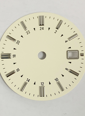 新款表盘配件 31MM米黄色无夜光GMT单历字面 适合日本NH34机芯