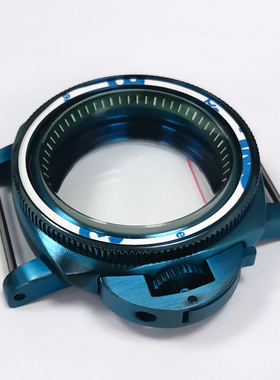 手表配件PVD电镀蓝色42MM精钢表壳圈口+绿色内影 适装NH35/36机芯