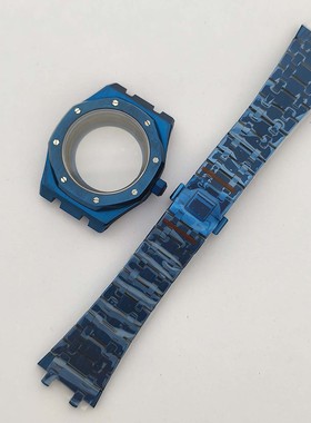 41mm表壳配件整套PVD电镀蓝色蓝宝镜面精钢表带适合NH35/36机芯