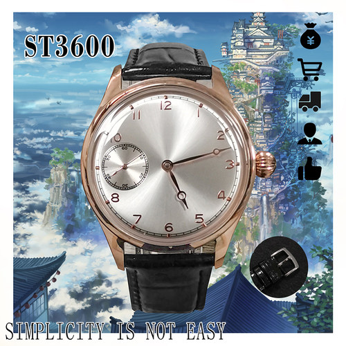 42mm 男士手表 天津ST3600系列手动上链机芯 玫瑰金表壳 南瓜把头