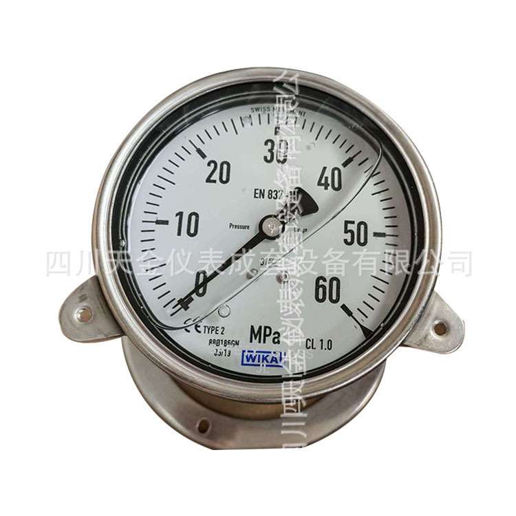 EN837-1全不锈钢德国威卡压力表轴向带边充油表 60MPA耐震压力表