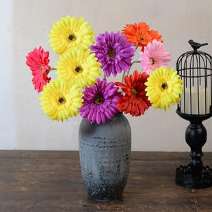 仿真花 扶郎花非洲菊太阳菊复古假花束家居玄关客厅餐桌装饰摆件