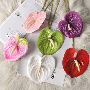 红掌仿真花3D胶片红掌婚庆塑料花礼堂路引花排装饰家居客厅餐桌花