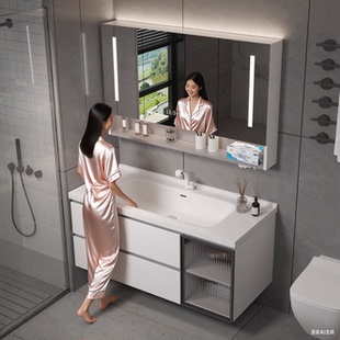 304不锈钢浴室柜组合一体陶瓷盆卫生间洗脸洗面洗手盆柜洗漱台