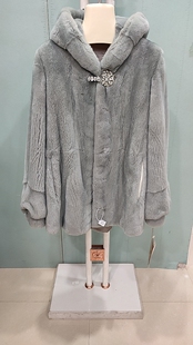 SP0673 年轻款 2026新款 进口天鹅绒貂皮大衣原连帽整貂皮草外套女装
