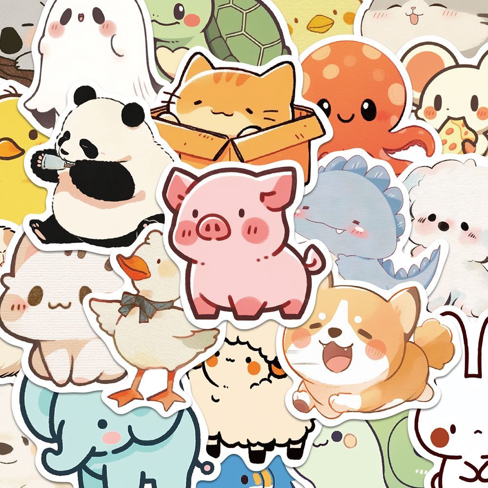 动物简笔画贴纸50张不重复