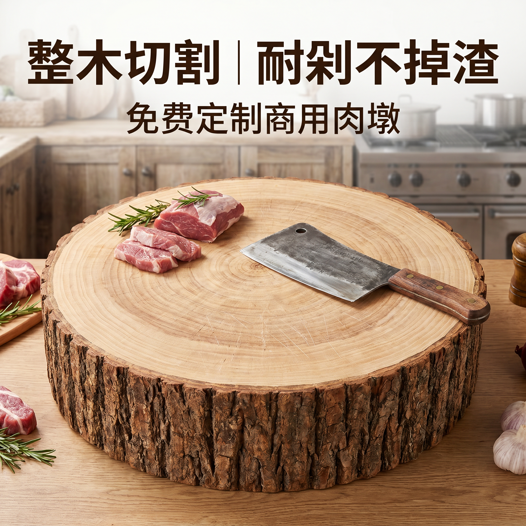 纯天然柳木带皮菜墩整木加厚菜板砍骨头剁肉厨房切菜板粘板刀板