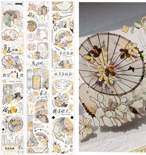 【祈鸟】薄暮深MENU手账规划局贝壳光pet和纸胶带分装和风拼图