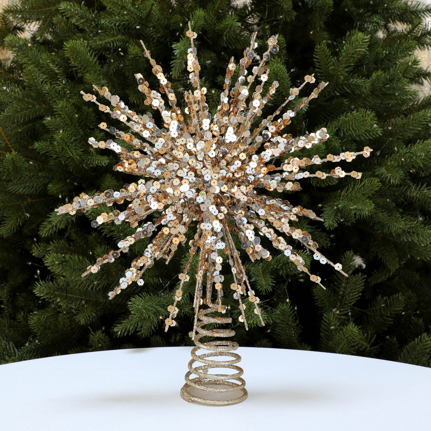 圣诞树顶星发光电池LED灯铁艺五角星星商用布置圣诞节装饰品家用