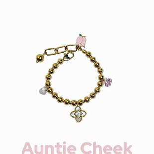 AuntieCheek【辛酉】原创手工设计钛钢四叶草花朵幸运手链不掉色
