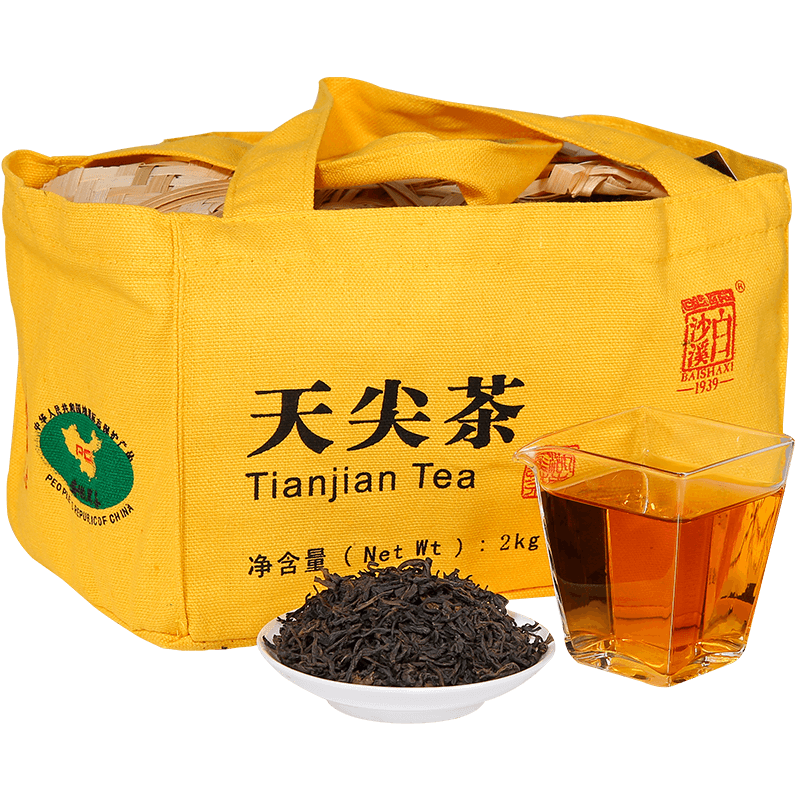湖南特产正品竹篓2kg湘尖1号黑茶