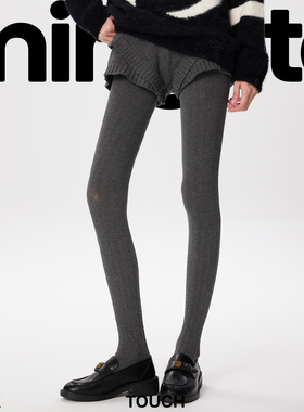 灰色打底裤女2025新款miu系复古麻花秋冬保暖外穿裤袜显瘦不掉档