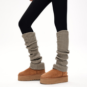 mingoto弥构秋冬灰色过膝长筒堆堆袜套加厚长袜搭配雪地靴袜子女