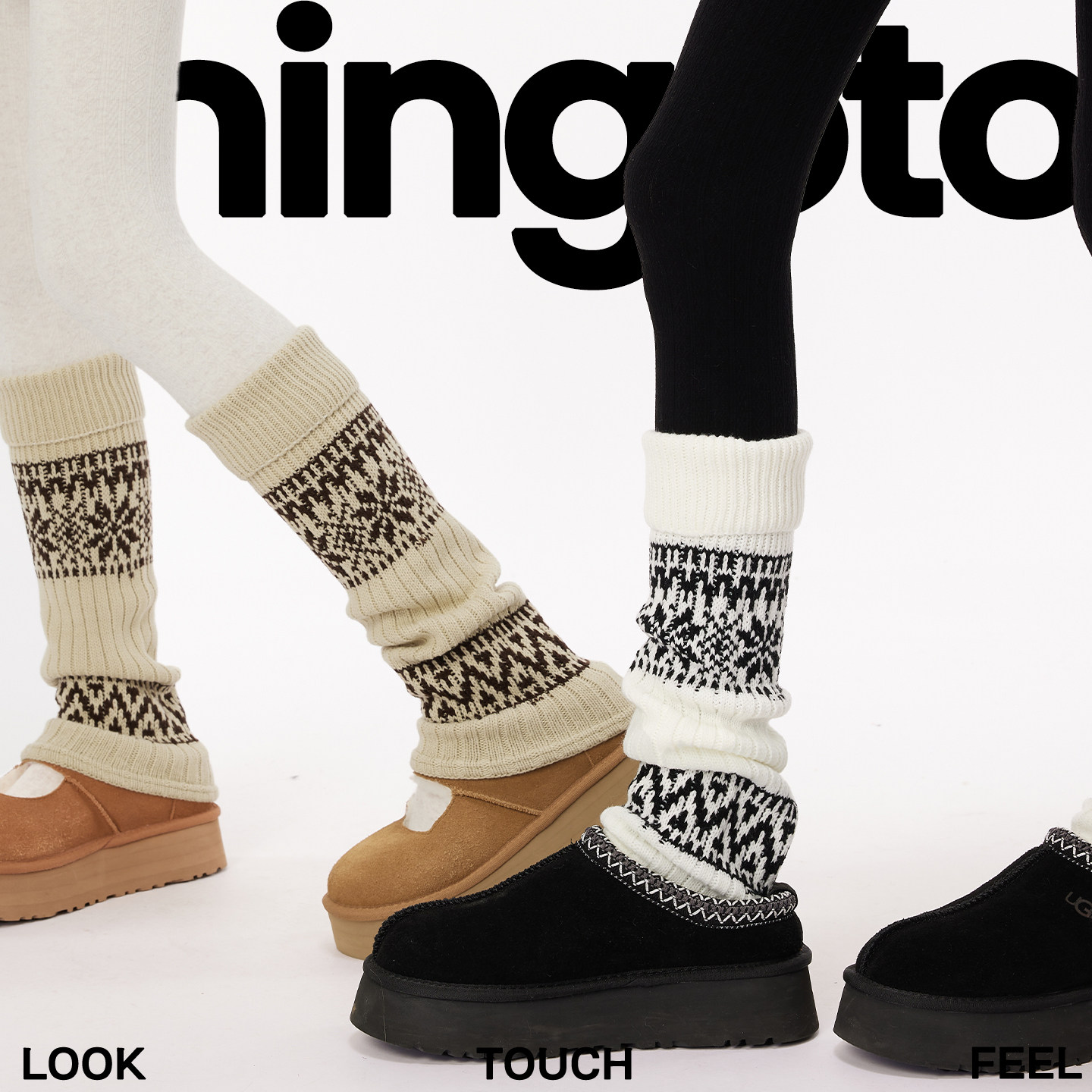 费尔岛保暖翻边堆堆袜套配雪地靴