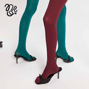 mingoto秋冬个性 袜子女 时髦y2k辣妹风哑光天鹅绒安可拉红丝袜连裤