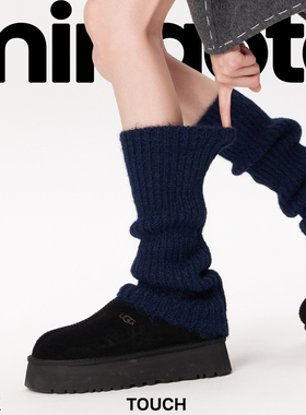 秋冬韩系藏蓝色条纹保暖舒适袜套女纯色jk显瘦过膝长筒袜防下滑