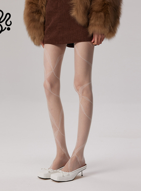 mingoto春夏白色丝袜Y2K超薄设计感辣妹飘带纯欲芭蕾风连裤袜子女