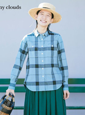 桑妮库拉/Sunny clouds 女式纯棉蓝色格子衬衫