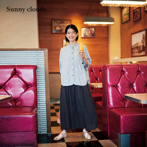 工装风条纹衬衫外套宽松百搭短袖