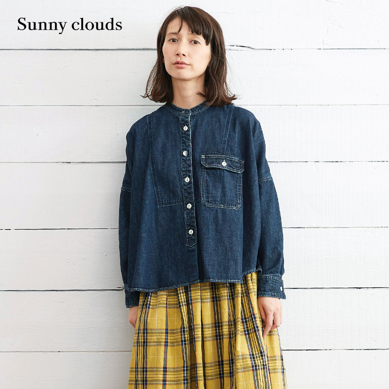 Sunnyclouds女式纯棉牛仔衬衫