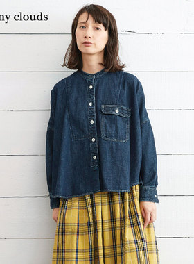 桑妮库拉/Sunny clouds 女式纯棉靛蓝染落肩牛仔衬衫
