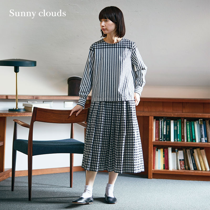 桑妮库拉/Sunny clouds 女式纯棉黑白格子半身裙 女装/女士精品 半身裙 原图主图