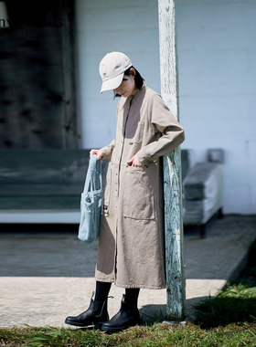 冬季新品 桑妮库拉/Sunny clouds纯棉山系工装风衬衫连衣裙长裙女