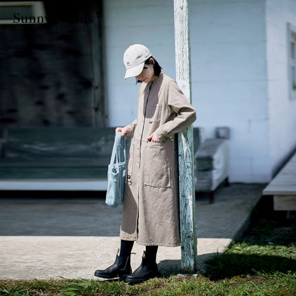 冬季新品 桑妮库拉/Sunny clouds纯棉山系工装风衬衫连衣裙长裙女