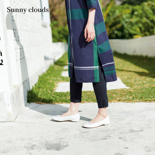 桑妮库拉/Sunny clouds 女式棉混微弹九分紧腿裤深藏青