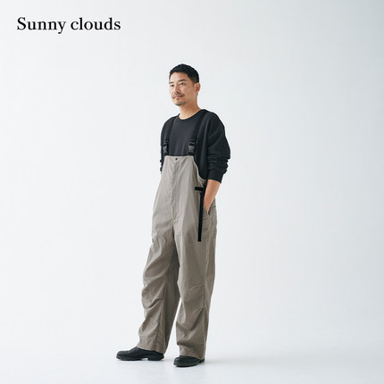 桑妮库拉/Sunny clouds 男式棉混宽松背带裤日系休闲