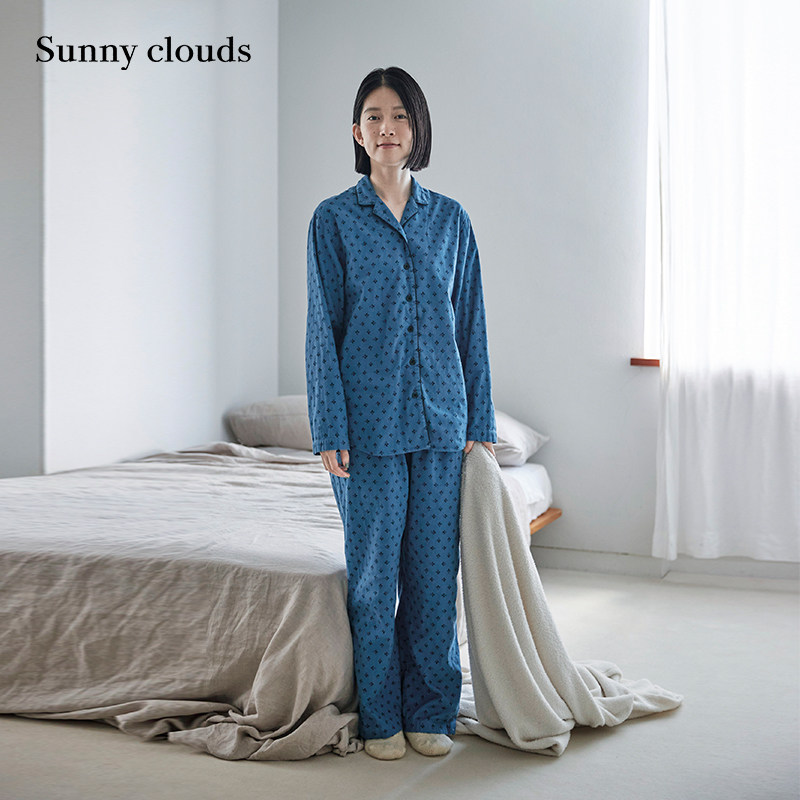 桑妮库拉/Sunny clouds 女式纯棉微厚双纱棉印花家居服 - 实物图