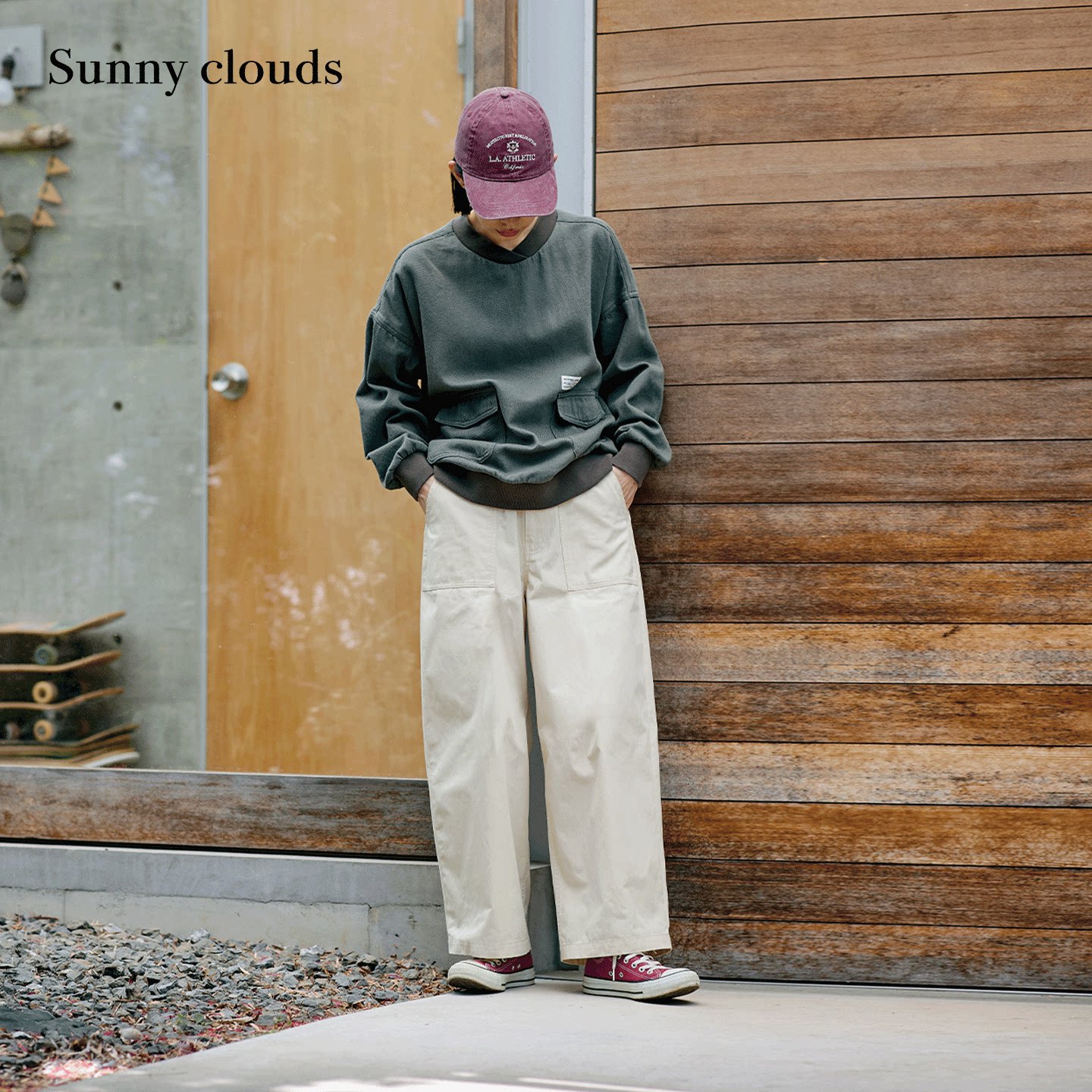 秋季新品 桑妮库拉/Sunny clouds 棉混微弧茧型气球裤白色长裤女图片