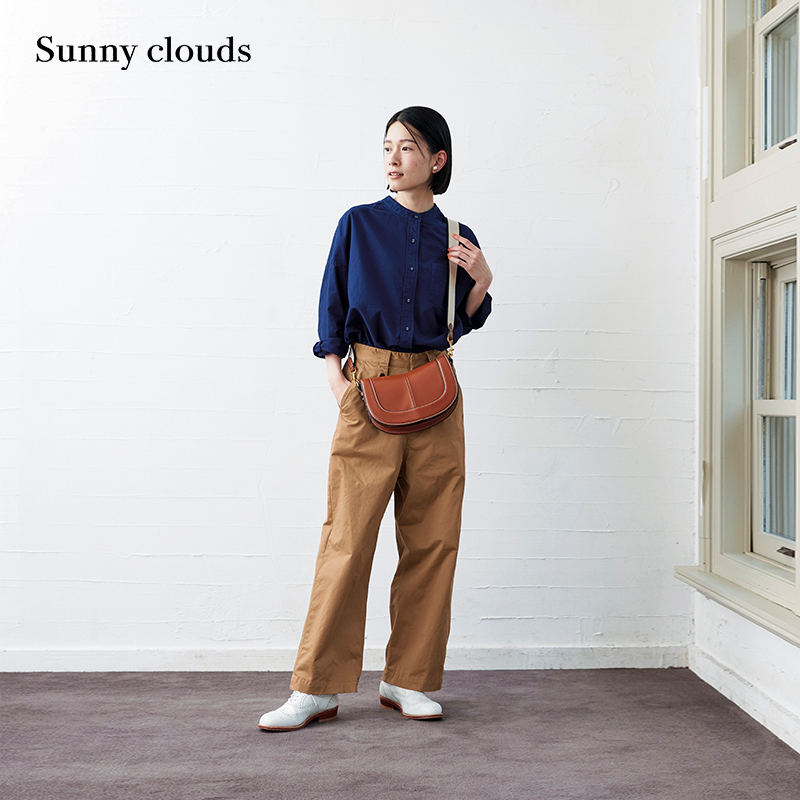 春季新品 桑妮库拉/Sunny clouds 纯棉落肩宽松衬衫藏蓝百搭上衣 女装/女士精品 衬衫 原图主图