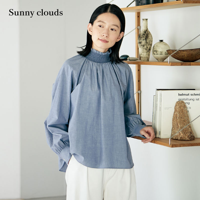 Sunny clouds Shuttle Notes日本面料 女式纯棉连肩袖罩衫 女装/女士精品 衬衫 原图主图