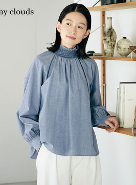 Sunny clouds Shuttle Notes日本面料 女式纯棉连肩袖罩衫